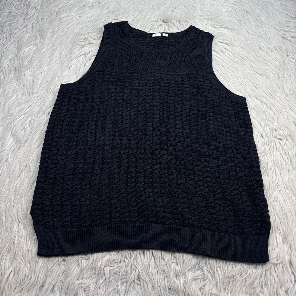 Gap Women's M Black Mixed Open Knit Sweater Vest Tank Boho Dark Academia Artsy